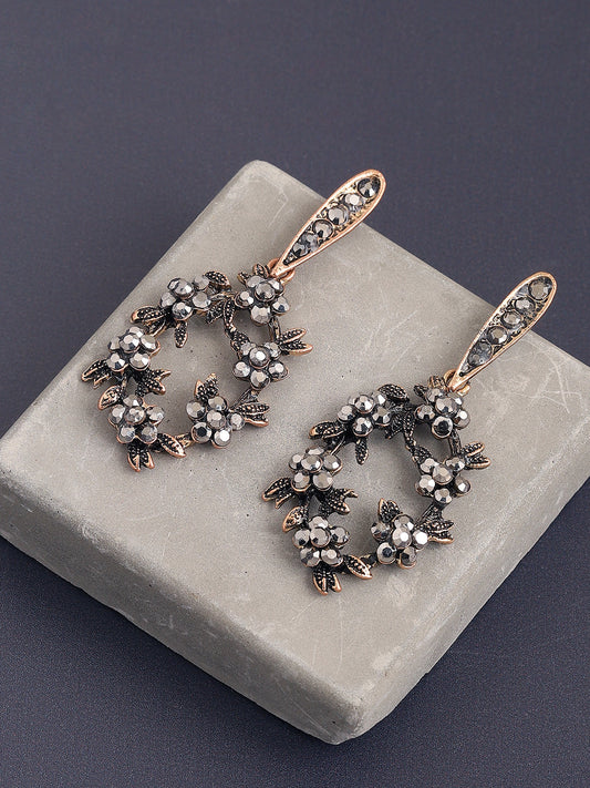 GOLD PLATED PARTY DESIGNER STONE DROP EARRING FOR WOMEN