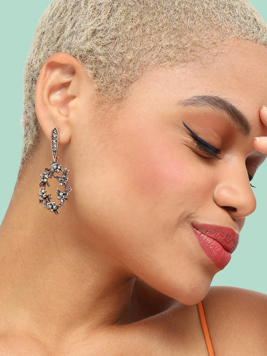 GOLD PLATED PARTY DESIGNER STONE DROP EARRING FOR WOMEN
