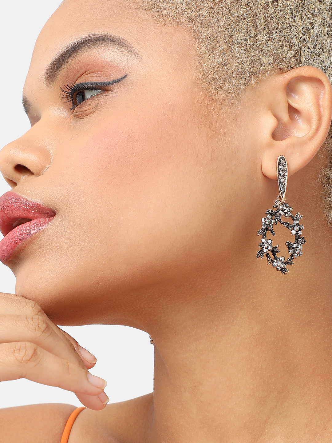 GOLD PLATED PARTY DESIGNER STONE DROP EARRING FOR WOMEN