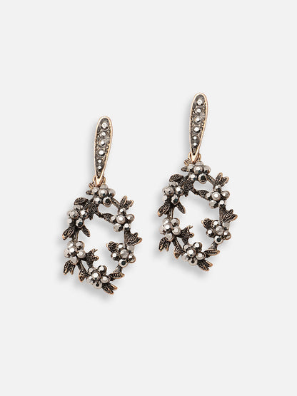 GOLD PLATED PARTY DESIGNER STONE DROP EARRING FOR WOMEN