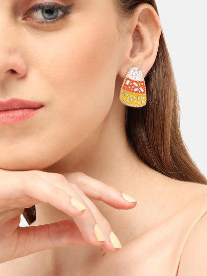 GOLD PLATED PARTY DESIGNER STONE DROP EARRING FOR WOMEN