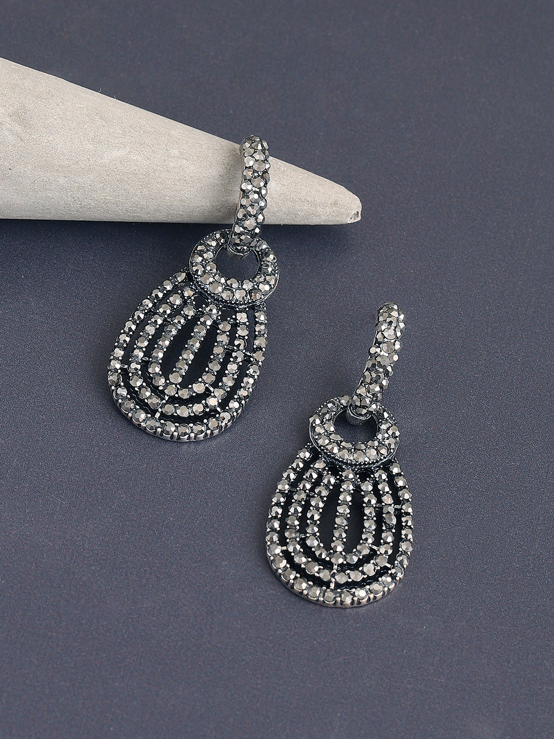 GOLD PLATED PARTY DESIGNER STONE DROP EARRING FOR WOMEN
