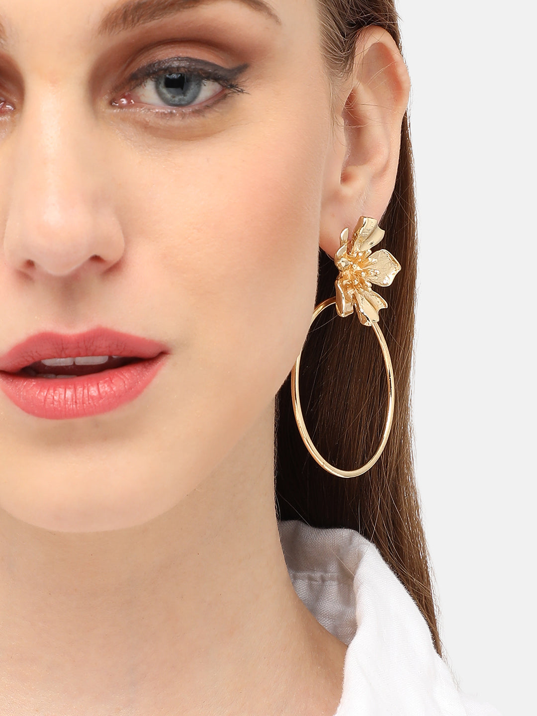 GOLD PLATED PARTY DESIGNER STONE DROP EARRING FOR WOMEN