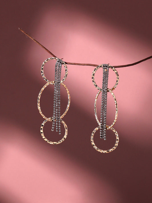 GOLD PLATED PARTY DESIGNER STONE DROP EARRING FOR WOMEN