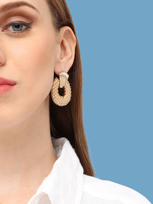 GOLD PLATED PARTY DESIGNER STONE DROP EARRING FOR WOMEN