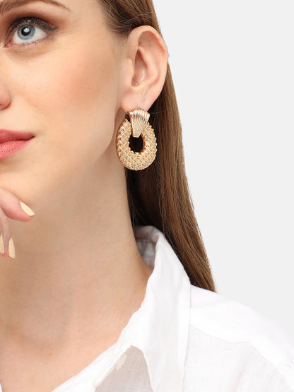 GOLD PLATED PARTY DESIGNER STONE DROP EARRING FOR WOMEN