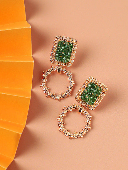 GOLD PLATED PARTY DESIGNER STONE DROP EARRING FOR WOMEN