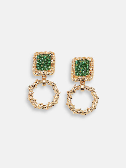 GOLD PLATED PARTY DESIGNER STONE DROP EARRING FOR WOMEN