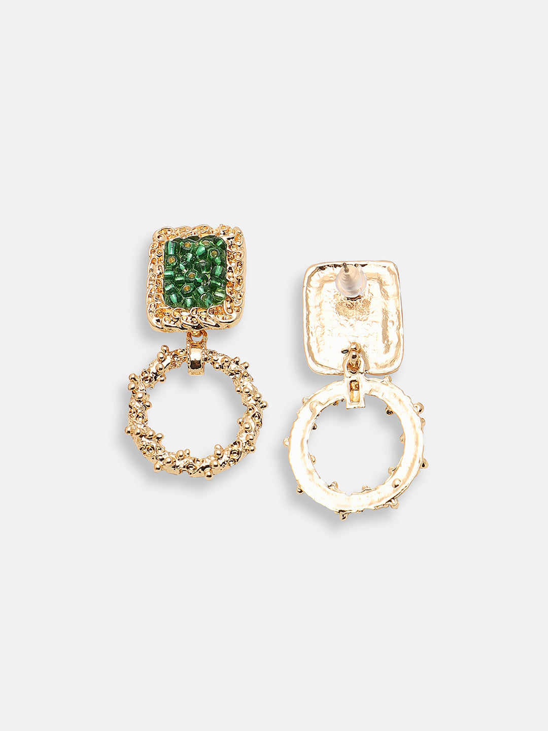 GOLD PLATED PARTY DESIGNER STONE DROP EARRING FOR WOMEN