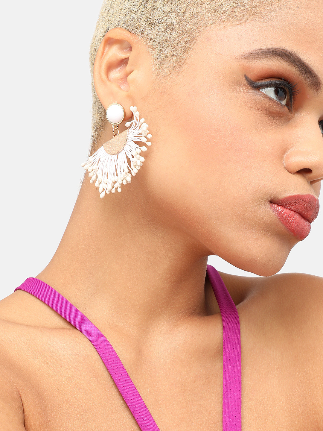 GOLD PLATED PARTY DESIGNER STONE DROP EARRING FOR WOMEN