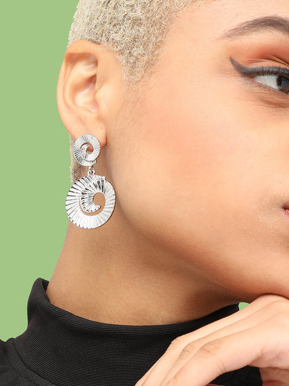 SILVER PLATED PARTY DESIGNER STONE DROP EARRING FOR WOMEN