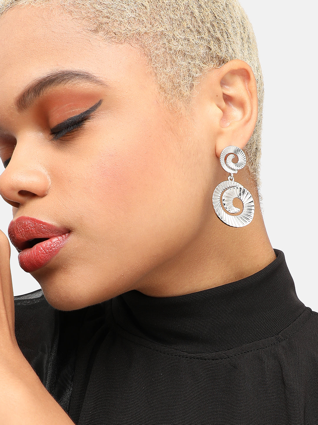 SILVER PLATED PARTY DESIGNER STONE DROP EARRING FOR WOMEN