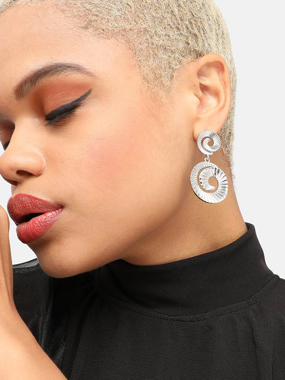 SILVER PLATED PARTY DESIGNER STONE DROP EARRING FOR WOMEN
