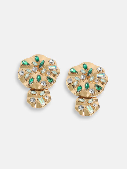 GOLD PLATED PARTY DESIGNER STONE DROP EARRING FOR WOMEN