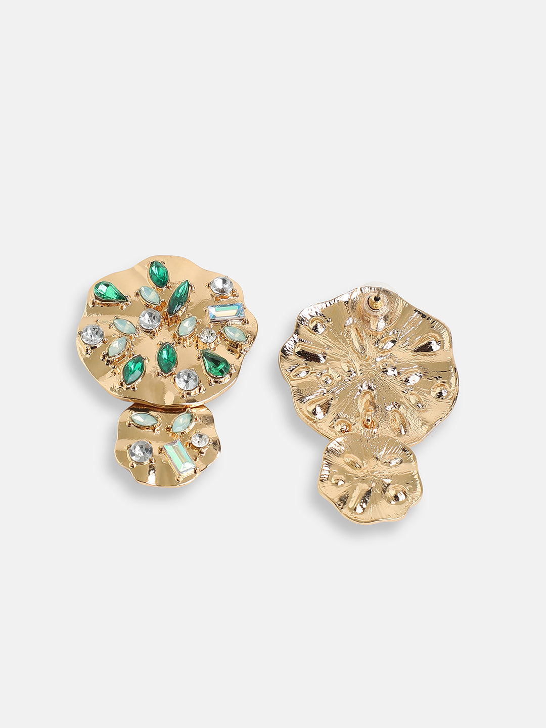 GOLD PLATED PARTY DESIGNER STONE DROP EARRING FOR WOMEN