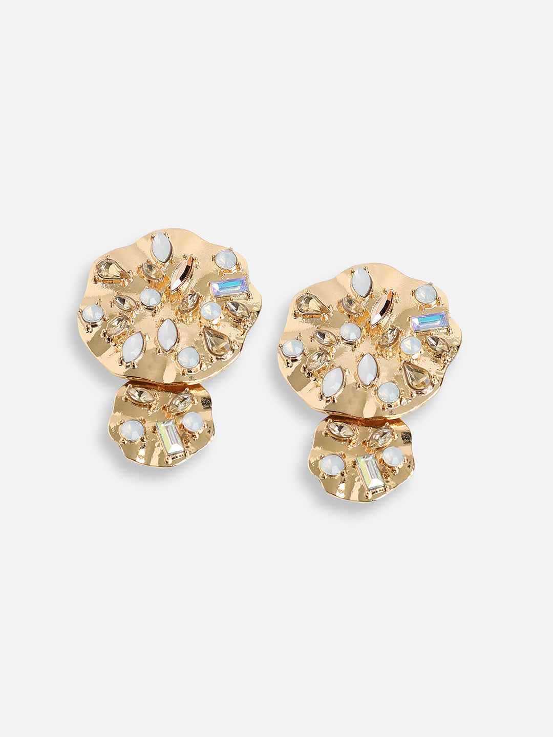 GOLD PLATED PARTY DESIGNER STONE DROP EARRING FOR WOMEN