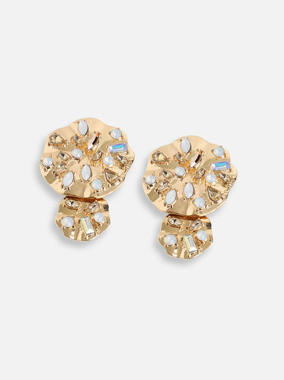 GOLD PLATED PARTY DESIGNER STONE DROP EARRING FOR WOMEN