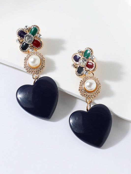 GOLD PLATED PARTY DESIGNER STONE DROP EARRING FOR WOMEN