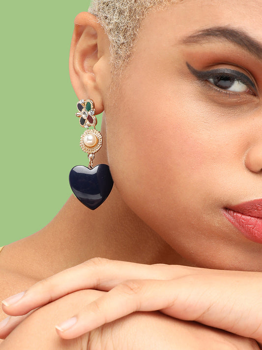 GOLD PLATED PARTY DESIGNER STONE DROP EARRING FOR WOMEN