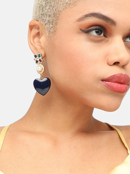 GOLD PLATED PARTY DESIGNER STONE DROP EARRING FOR WOMEN