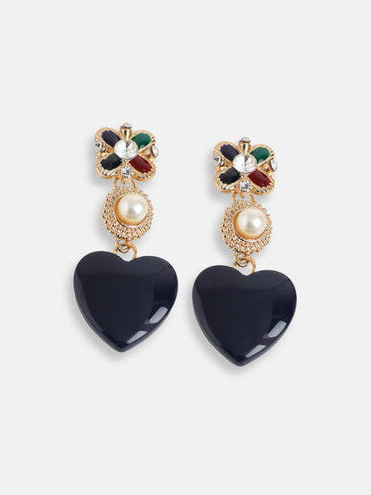 GOLD PLATED PARTY DESIGNER STONE DROP EARRING FOR WOMEN