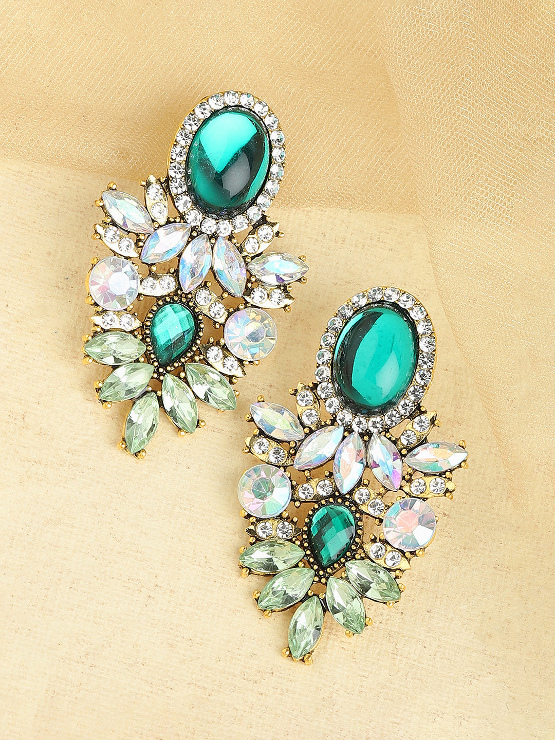 GOLD PLATED PARTY DESIGNER STONE DROP EARRING FOR WOMEN