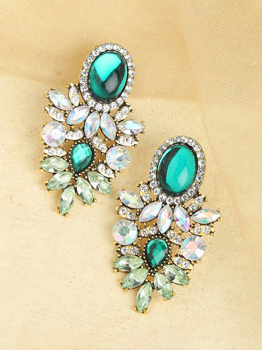 GOLD PLATED PARTY DESIGNER STONE DROP EARRING FOR WOMEN