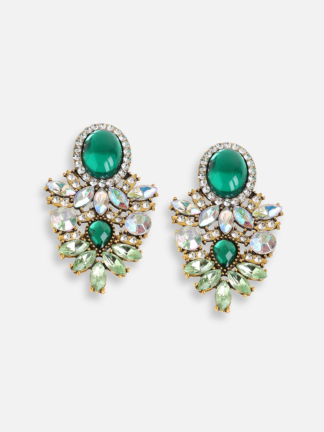 GOLD PLATED PARTY DESIGNER STONE DROP EARRING FOR WOMEN