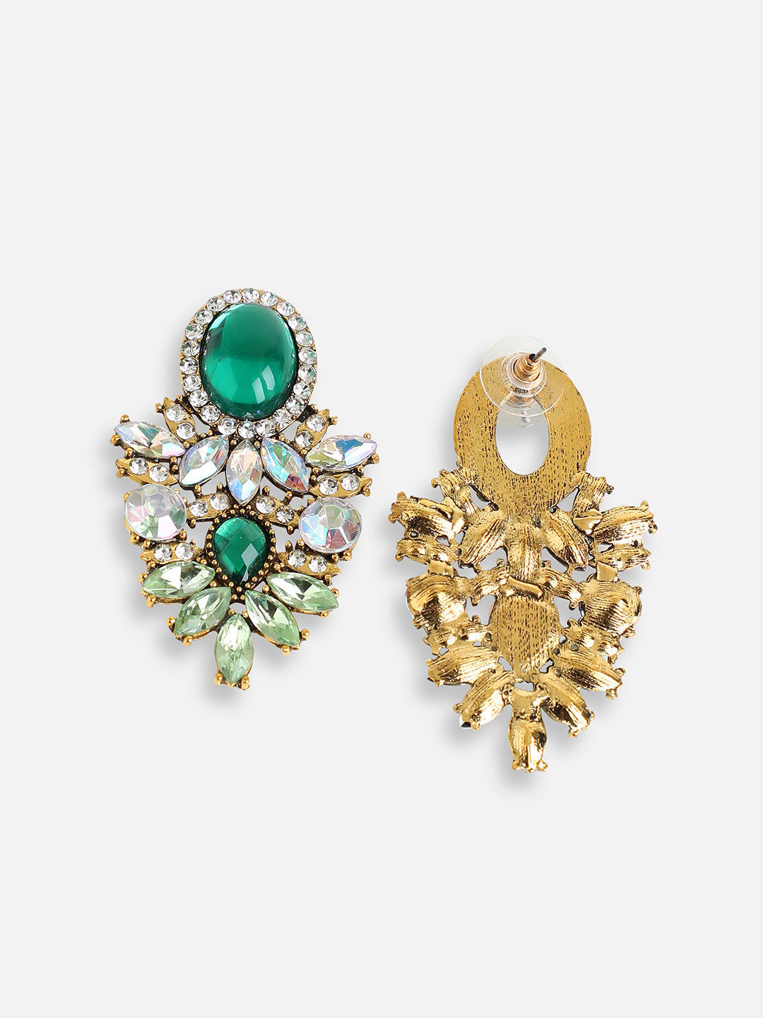 GOLD PLATED PARTY DESIGNER STONE DROP EARRING FOR WOMEN