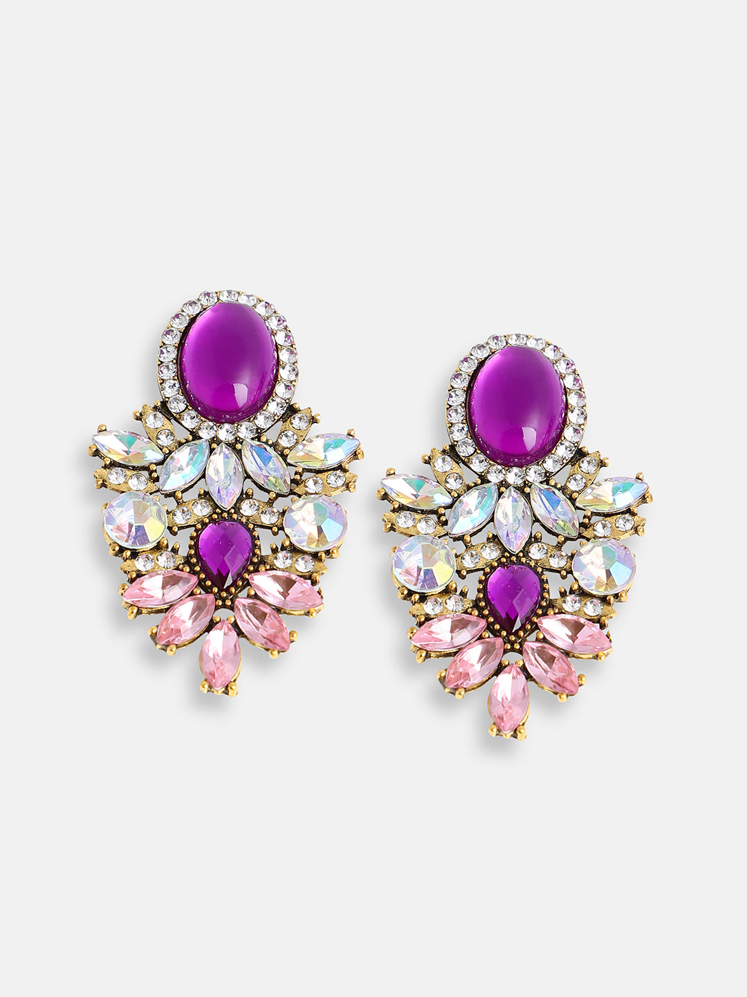 GOLD PLATED PARTY DESIGNER STONE DROP EARRING FOR WOMEN
