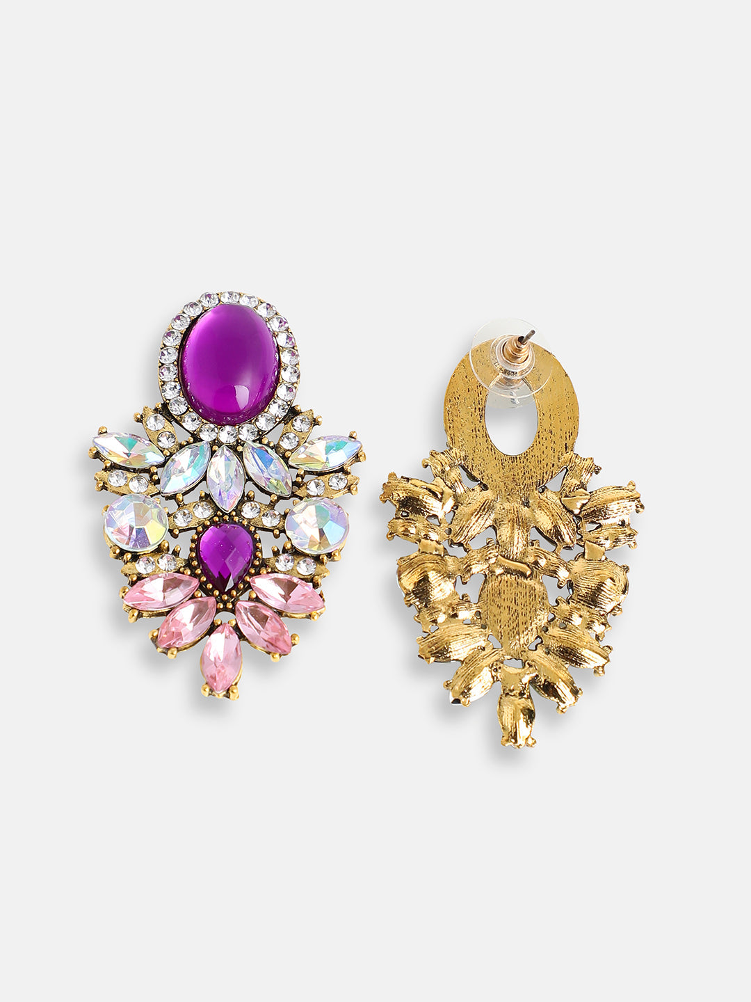 GOLD PLATED PARTY DESIGNER STONE DROP EARRING FOR WOMEN