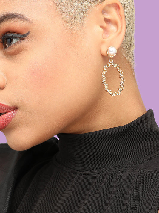 GOLD PLATED PARTY DESIGNER STONE DROP EARRING FOR WOMEN