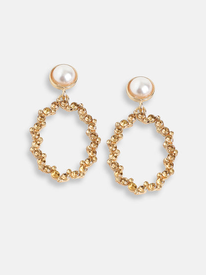 GOLD PLATED PARTY DESIGNER STONE DROP EARRING FOR WOMEN