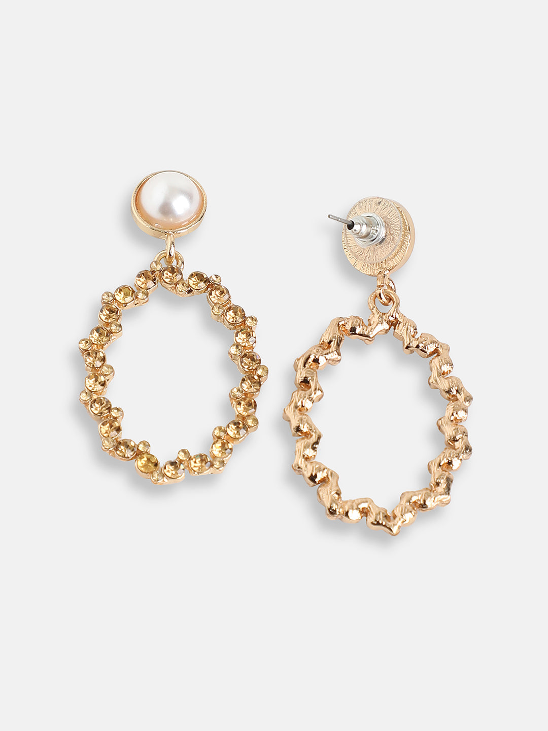 GOLD PLATED PARTY DESIGNER STONE DROP EARRING FOR WOMEN