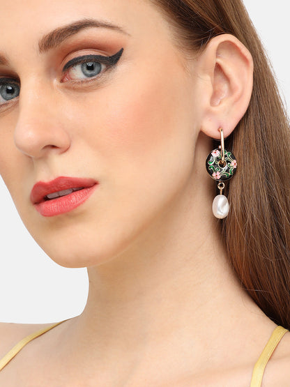 GOLD PLATED PARTY DESIGNER STONE DROP EARRING FOR WOMEN