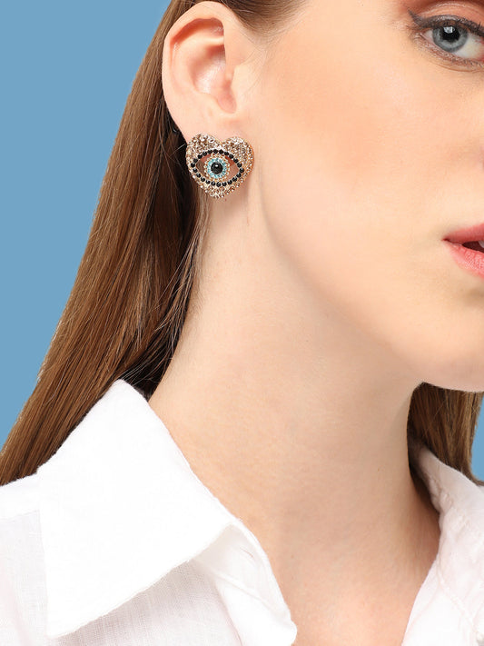 GOLD PLATED PARTY DESIGNER STONE STUD FOR WOMEN