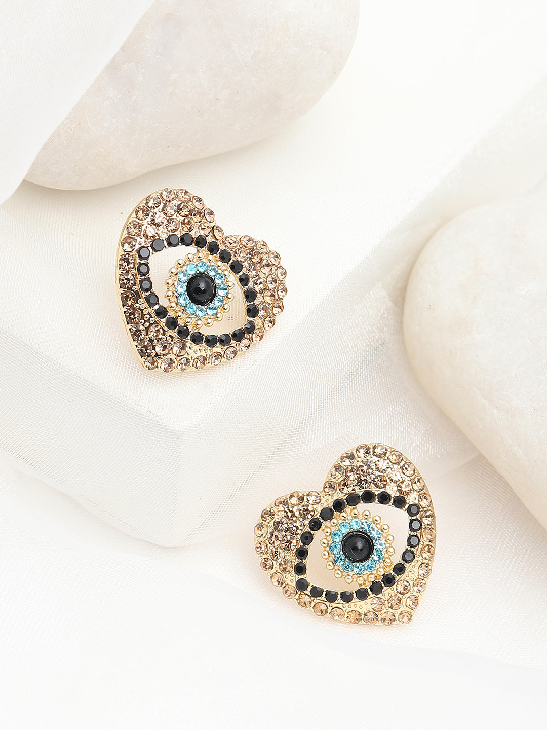 GOLD PLATED PARTY DESIGNER STONE STUD FOR WOMEN