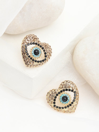 GOLD PLATED PARTY DESIGNER STONE STUD FOR WOMEN
