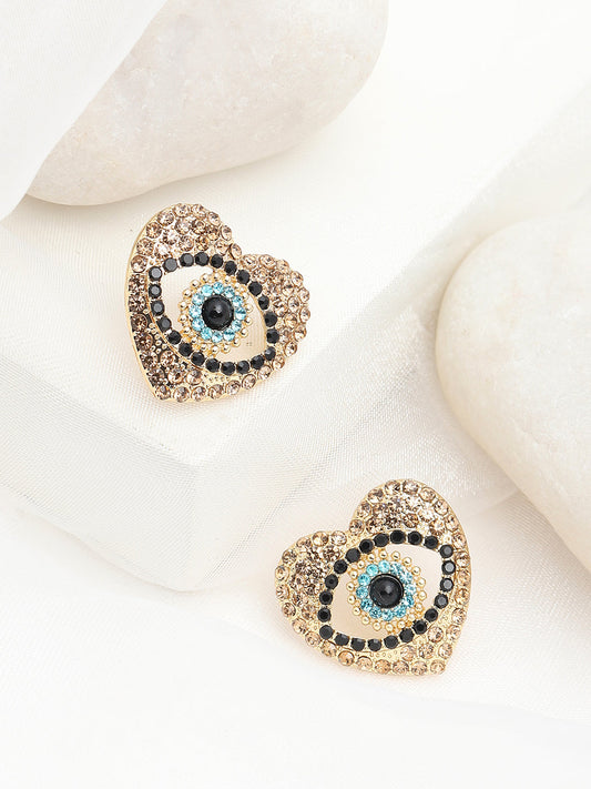 GOLD PLATED PARTY DESIGNER STONE STUD FOR WOMEN