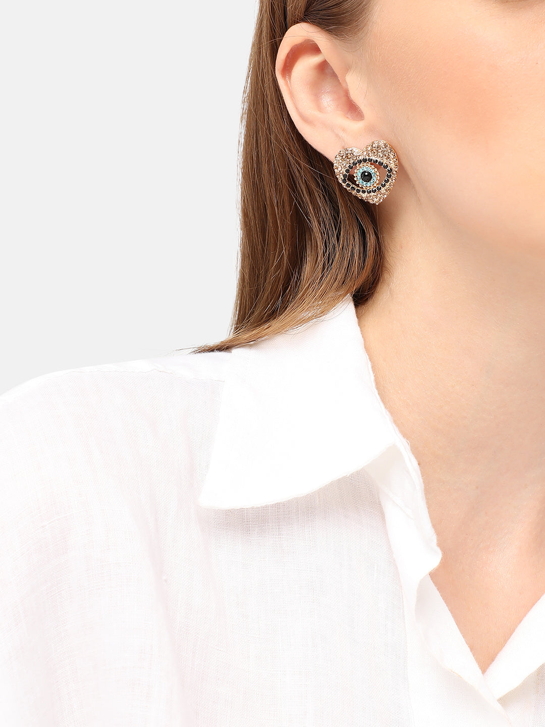 GOLD PLATED PARTY DESIGNER STONE STUD FOR WOMEN