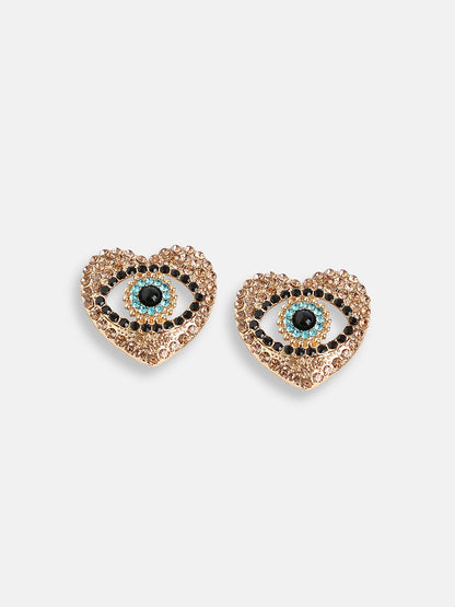 GOLD PLATED PARTY DESIGNER STONE STUD FOR WOMEN