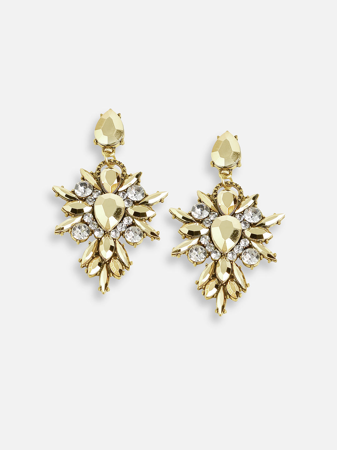 GOLD PLATED PARTY DESIGNER STONE DROP EARRING FOR WOMEN