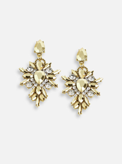 GOLD PLATED PARTY DESIGNER STONE DROP EARRING FOR WOMEN
