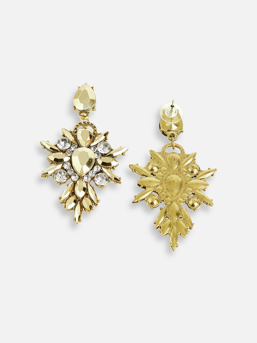 GOLD PLATED PARTY DESIGNER STONE DROP EARRING FOR WOMEN
