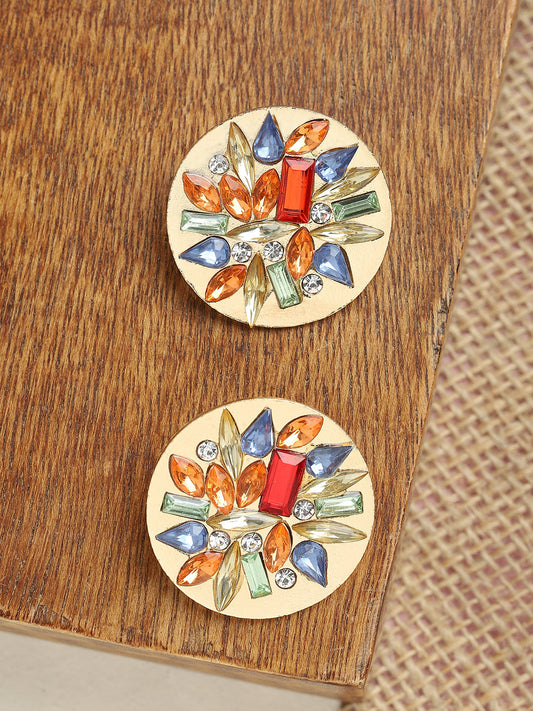GOLD PLATED PARTY DESIGNER STONE STUD FOR WOMEN