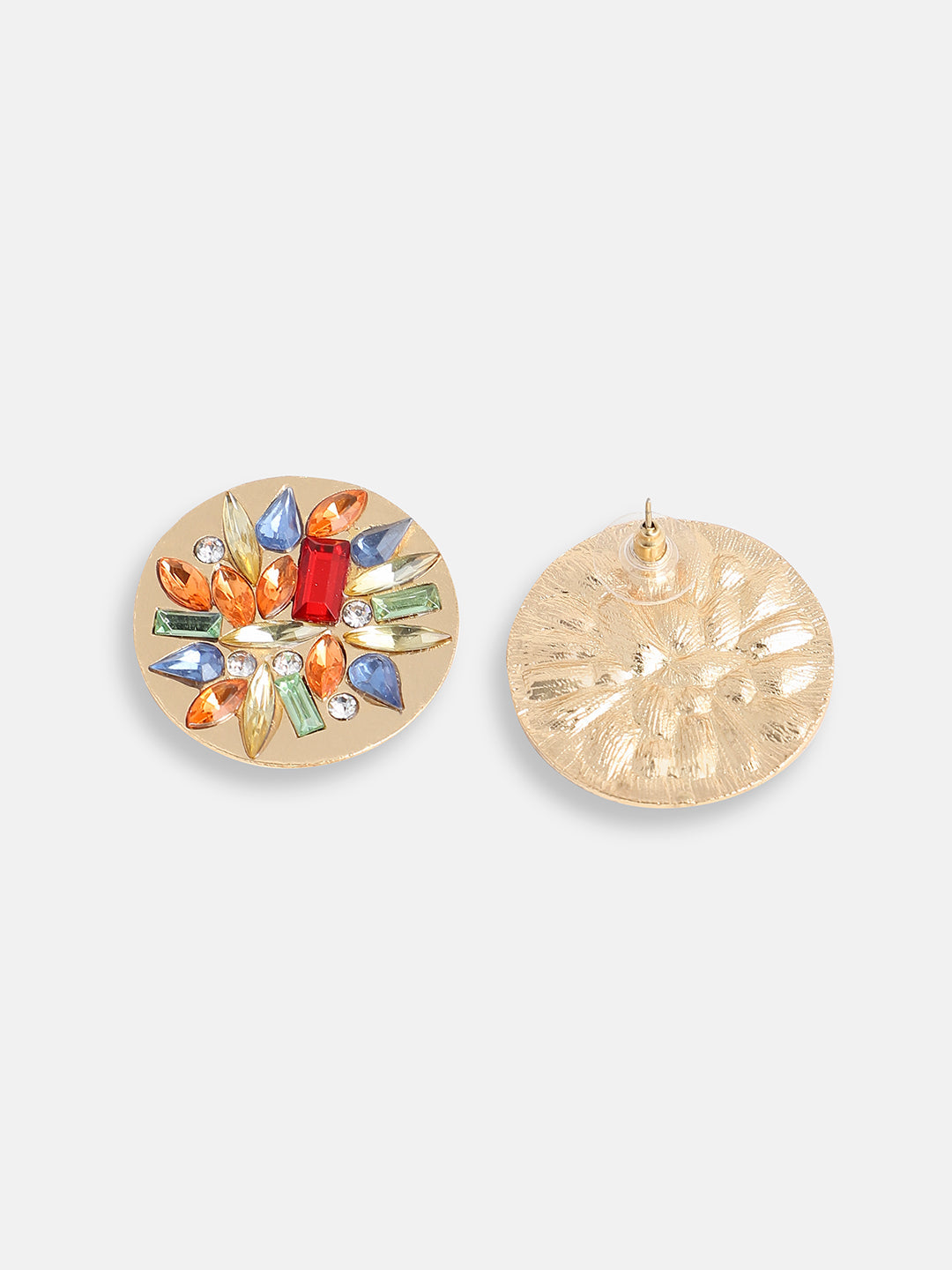 GOLD PLATED PARTY DESIGNER STONE STUD FOR WOMEN
