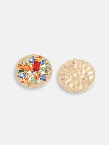 GOLD PLATED PARTY DESIGNER STONE STUD FOR WOMEN