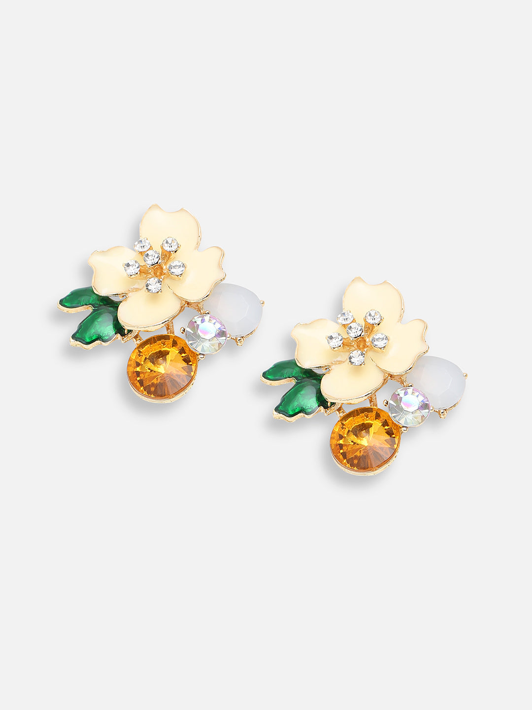 GOLD PLATED PARTY DESIGNER STONE STUD FOR WOMEN