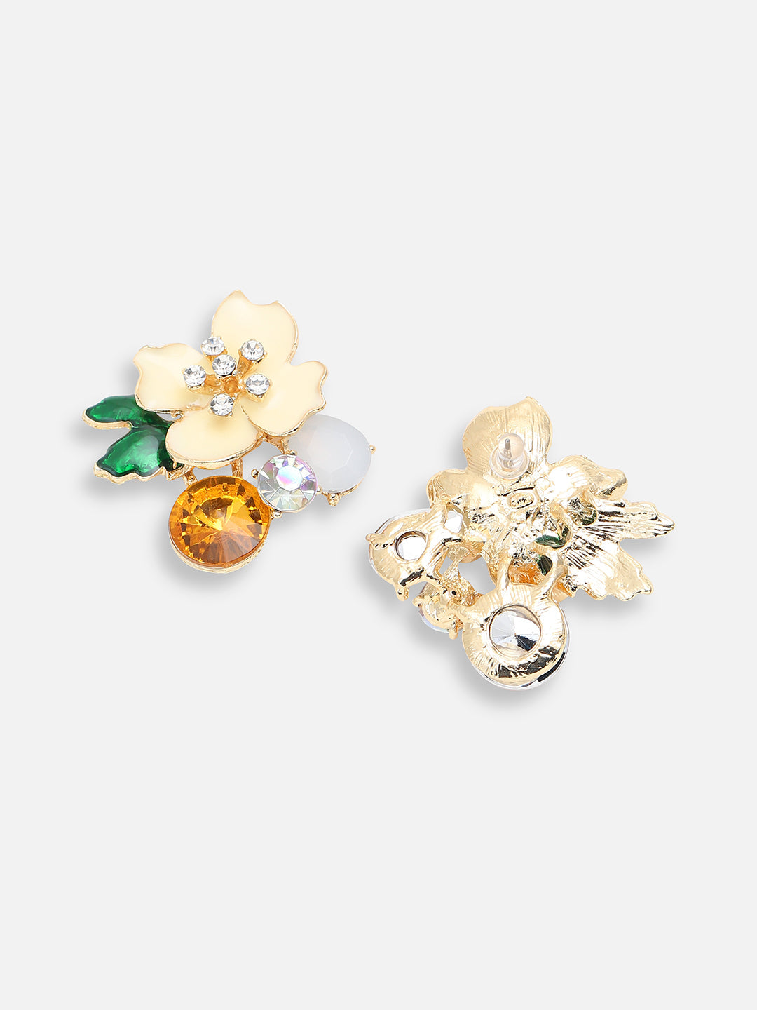 GOLD PLATED PARTY DESIGNER STONE STUD FOR WOMEN