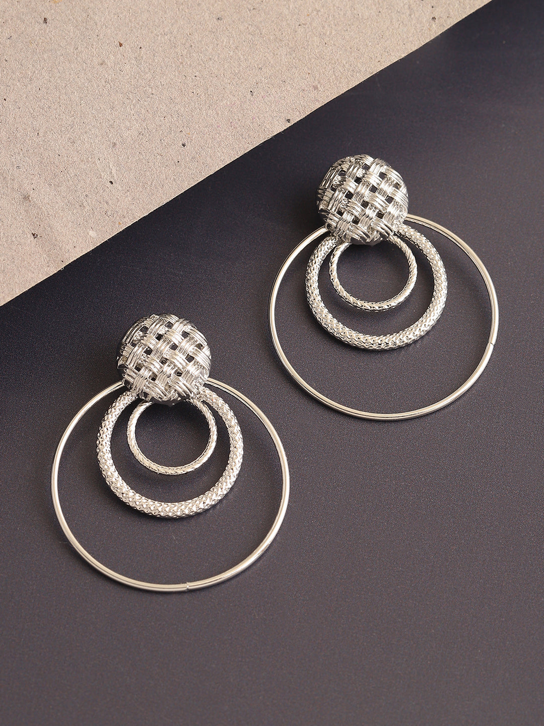 SILVER PLATED PARTY DESIGNER STONE DROP EARRING FOR WOMEN